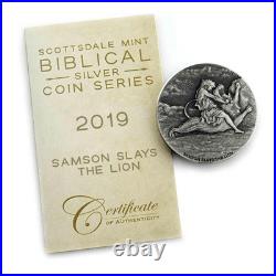 2019 2 oz. 999 Silver Coin Samson Slays the Lion Biblical Coin Series #A493 2019 2 oz. 999 Silver Coin Samson Slays the Lion Biblical Coin Series #A493