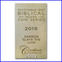 2019 2 oz Samson Slays The Lion Biblical Series Silver Coin