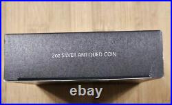 2019 2 oz Tuvalu Abacus Silver Antiqued. 9999 Coin with Box and COA