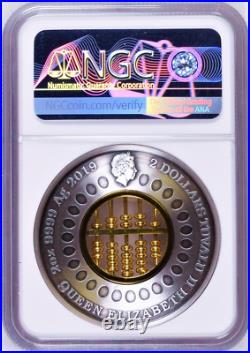 2019 Abacus 2oz. 9999 Silver Antiqued $2 Coin NGC MS 70 ER