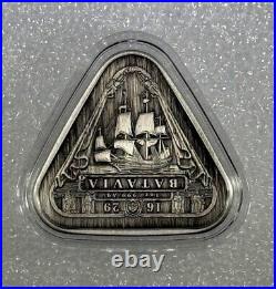 2019 Australia Shipwreck Batavia 1oz Fine Silver Triangular Coin Antiqued