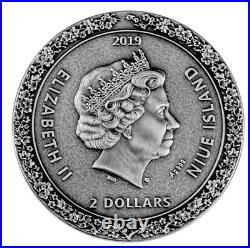 2019 Geisha 2oz Antique Finish Silver Coin 2$ Niue Mintage of 500