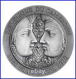 2019 Kama Sutra II Moments of Love 3 oz Antique finish Silver Coin Cameroon-Sexy