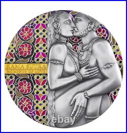 2019 Kama Sutra Moments of Love 3 oz Antique finish Silver Coin Cameroon-Sexy
