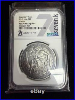 2019 Legendary Tales Aladdin Antiqued Silver Coin Niue $2 NGC MS70