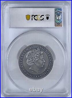 2019 MW $5 Niue Chariot 2 Oz Antique Finish Silver Coin PCGS MS 70 500 Mintage