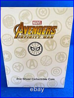 2019 Marvel Comics SPIDER MAN 2 Oz. 999 Antique Silver withBox + COA