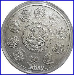2019 Mexico Libertad 5 oz Antiqued Mexican. 999 Fine Silver Coin In Capsule
