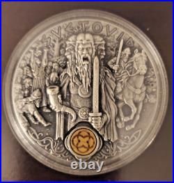 2019 Niue $2 SVETOVID Abundance & War Slavic God Antiqued Finish 2oz Silver Coin