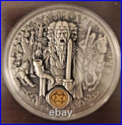 2019 Niue $2 SVETOVID Abundance & War Slavic God Antiqued Finish 2oz Silver Coin