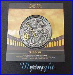 2019 Niue 2oz Chariot Gilded, Antiqued, High Relief. 999 Fine Mintage 500
