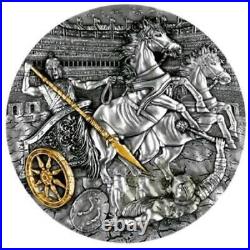 2019 Niue Islands Chariot 2 oz Antique Finish Silver Coin MS 70