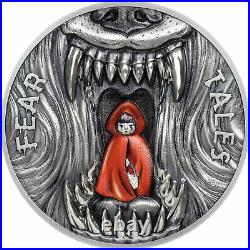 2019 Palau Fear Tales LITTLE RED RIDING HOOD Coin 2 oz. 999 SIlver Antiqued