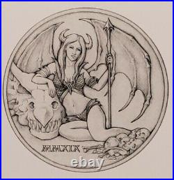 2019 Temptation of the Succubus 2oz Antique Silver Round Coin