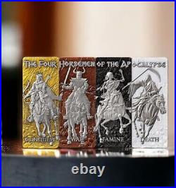 202 Four Horsemen of the Apocalypse 4 x 1 oz Silver Antiqued Coins Rare Set