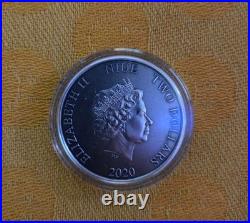 2020 1 oz Antiqued Silver Stegosaurus from the New Zealand Mint