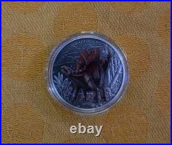 2020 1 oz Antiqued Silver Stegosaurus from the New Zealand Mint