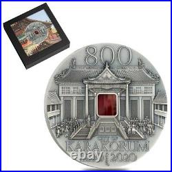 2020 2 oz Silver Karakorum 800th Anniv. Mongolia Antiqued Coin. 999 Fine withBox