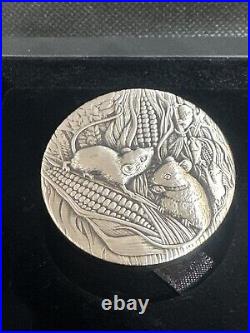 2020 Australia Lunar Year Of The Mouse 2oz Antiqued Silver Coin