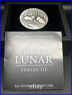 2020 Australia Lunar Year Of The Mouse 2oz Antiqued Silver Coin