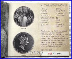2020 Biblical Series The Judas Kiss $2 Niue 2 oz Silver Coin #799/1499 Box&COA