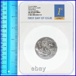 2020 COOK ISLANDS 3oz SILVER ANTIQUE TITANS, MS70 PROMETHEUS, FIRST DAY OF ISSUE