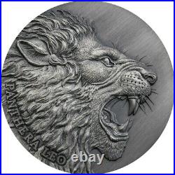 2020 Cameroon 2oz PANTHERA Leo Expression Wild Life Antique Finish Silver Coin