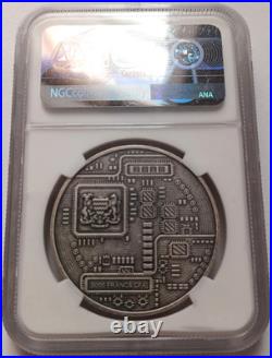 2020 Chad 5000 Francs Litecoin 1 oz. 999 Silver NGC MS70 Antiqued Crypto Currenc