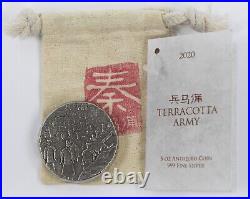 2020 Fiji Terracotta Army 5oz Silver Antiqued Coin withPouch & COA. 999