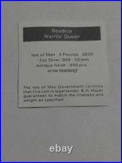 2020 Isle Of Man Boudica Warrior Queen 999 Fine Silver Antiqued Rare Coin 5 Poun 2020 Isle Of Man Boudica Warrior Queen 999 Fine Silver Antiqued Rare Coin 5 Poun