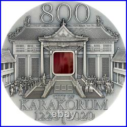 2020 Mongolia 5000 Tog Rog Karakorum 800th 2oz Silver Coin Antiqued Mintage 800