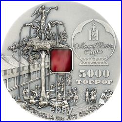 2020 Mongolia 5000 Tog Rog Karakorum 800th 2oz Silver Coin Antiqued Mintage 800