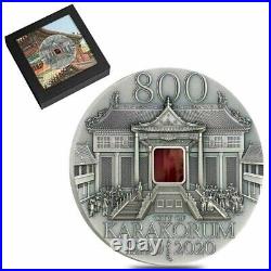 2020 Mongolia 5000 Tog Rog Karakorum 800th 2oz Silver Coin Antiqued Mintage 800