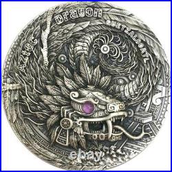 2020 Niue 2 oz Aztec Dragon High Relief Antique Finish Silver Coin