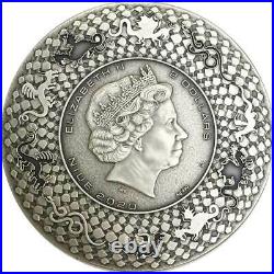 2020 Niue 2 oz Aztec Dragon High Relief Antique Finish Silver Coin