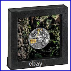 2020 Niue 2 oz Holcan Mayan Warrior HR/Antique Finish Silver Coin