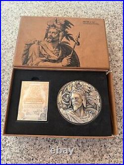 2020 Niue $5 Hector of Troy Silver 2oz + 11.5oz Copper Antiqued High Relief