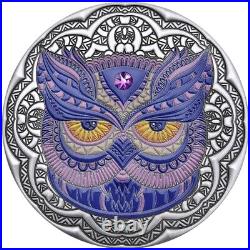 2020 Niue $5 Owl Mandala Collection 2 oz Antique finish Silver Coin