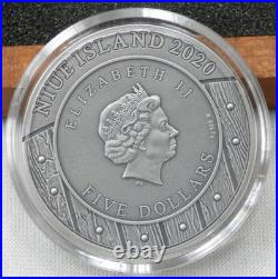 2020 Niue $5 Woman Warriors Valkyrie 2oz 999 Silver Antiqued with Box & COA