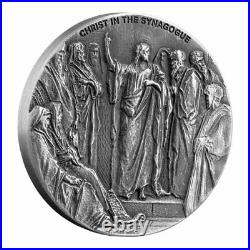 2020 Niue Biblical Coin Series Christ in Synagogue HR 2 oz Silver Antiqued