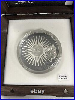 2020 Niue TONATIUH Sun God 2 oz Silver Antique Coin With Original Case Paperwork