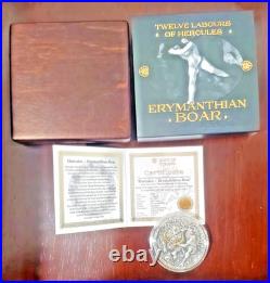 2020 Niue Twelve Labours Of Hercules ERYMANTHIAN BOAR Antiqued 2 Oz Silver Coin
