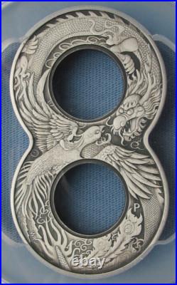 2020-P Australia $2 Dragon & Phoenix Figure 8 Coin 2oz Silver Antiqued PCGS MS70 2020-P Australia $2 Dragon & Phoenix Figure 8 Coin 2oz Silver Antiqued PCGS MS70