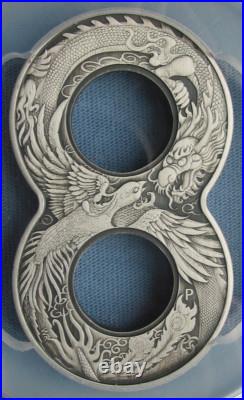 2020-P Australia $2 Dragon & Phoenix Figure 8 Coin 2oz Silver Antiqued PCGS MS70 2020-P Australia $2 Dragon & Phoenix Figure 8 Coin 2oz Silver Antiqued PCGS MS70