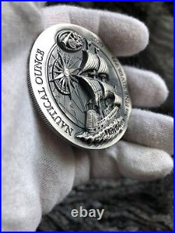 2020 Rwanda Nautical Ounce Mayflower 3 oz Silver Antiqued Ultra High Releif Coin