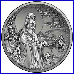 2020 Samoa AVALOKITESVARA 2oz piedfort antiqued silver coin