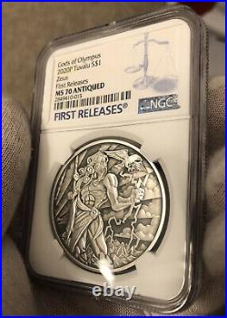 2020 Tuvalu Gods Of Olympus Zeus 1 Oz Silver Antiqued Coin Ngc Ms70 Fs