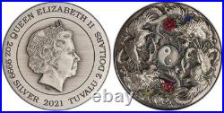 2021 $2 Double Dragon & Phoenix Antique 2 oz. 9999 Silver Coin PCGS MS 70 2021 $2 Double Dragon & Phoenix Antique 2 oz. 9999 Silver Coin PCGS MS 70