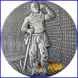 2021 $2 Niue CRYPTO MINING Antique Finish 50 Grams Silver Coin