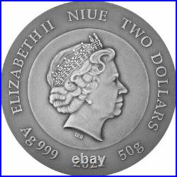 2021 $2 Niue CRYPTO MINING Antique Finish 50 Grams Silver Coin